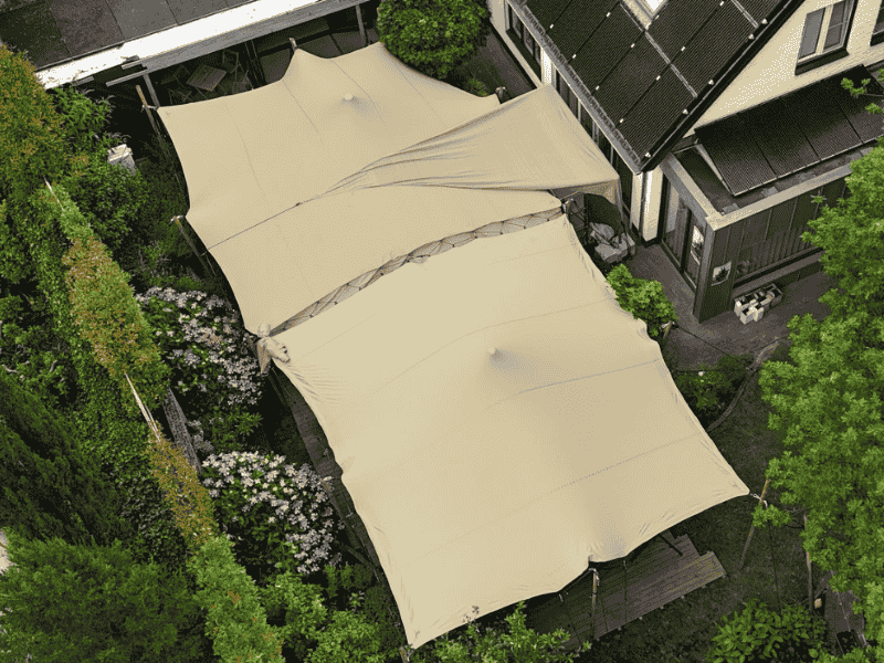 Stretchtent - zandkleur - 13m x 6,5m