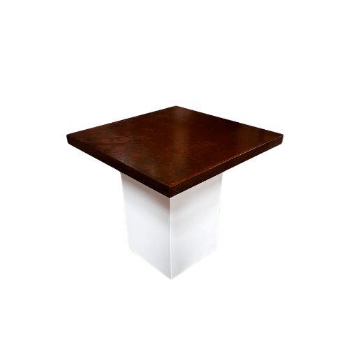 Eettafel - witte kolom - corten staal - 80x80x78